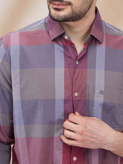 Raymond Men Grey Checks Regular Fit Cotton Casual Shirts