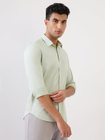 Raymond Men Green Printed Regular Fit Cotton Full Sleeve Casual Shirt