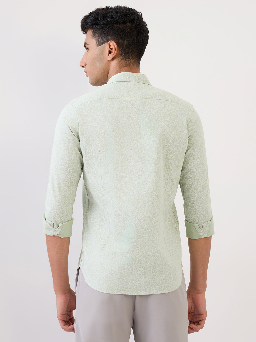 Raymond Men Green Printed Regular Fit Cotton Full Sleeve Casual Shirt