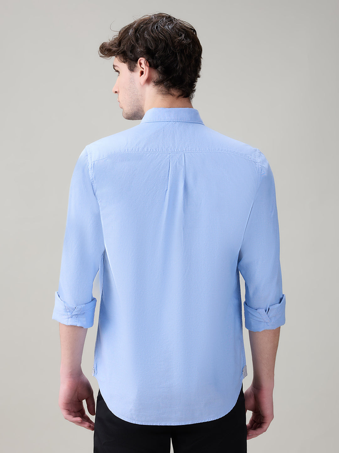 Raymond Men Blue Structure Regular Fit Cotton Full Sleeve Casual Shirt