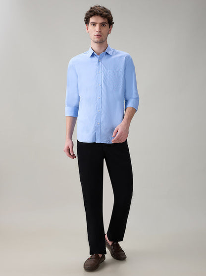 Raymond Men Blue Structure Regular Fit Cotton Full Sleeve Casual Shirt