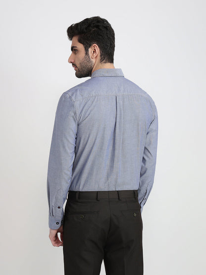 Raymond Men Blue Structure Regular Fit Cotton Full Sleeve Casual Shirt