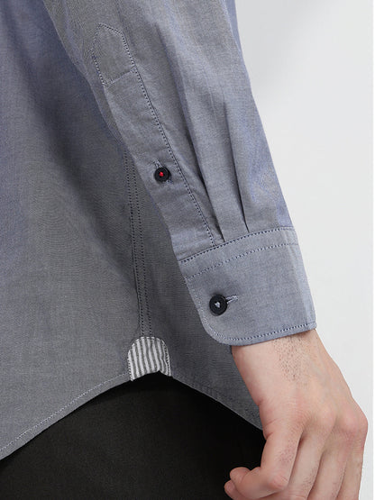 Raymond Men Blue Structure Regular Fit Cotton Full Sleeve Casual Shirt