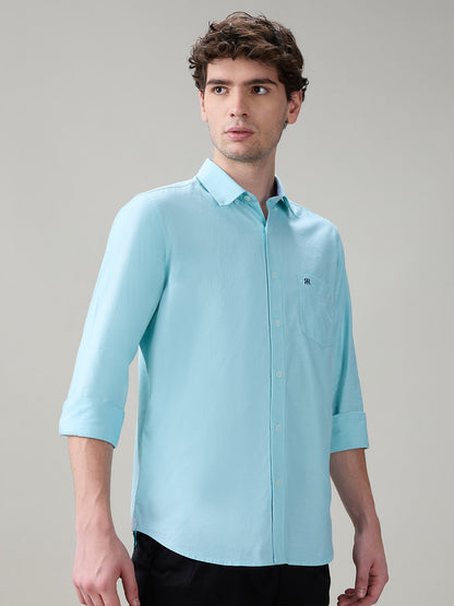 Raymond Men Blue Structure Regular Fit Cotton Full Sleeve Casual Shirt