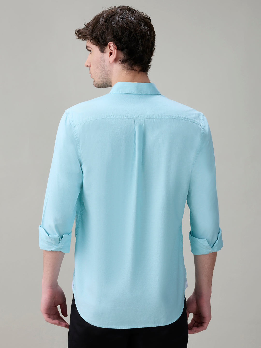 Raymond Men Blue Structure Regular Fit Cotton Full Sleeve Casual Shirt