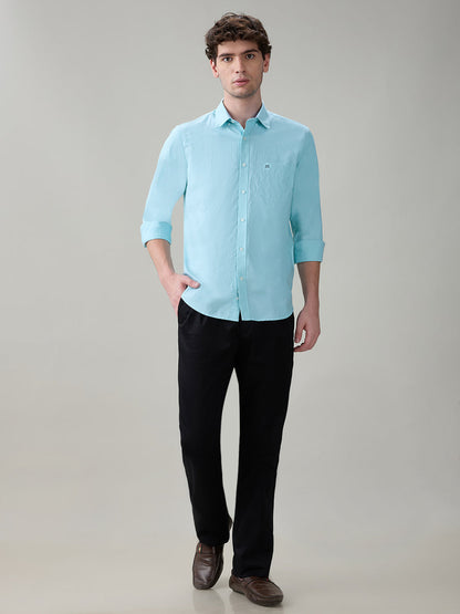 Raymond Men Blue Structure Regular Fit Cotton Full Sleeve Casual Shirt