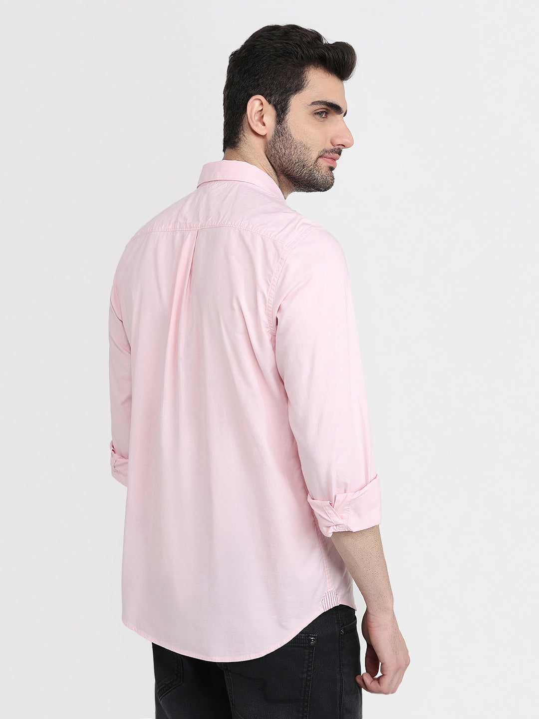 Raymond Men Red Structure Regular Fit Cotton Full Sleeve Regular Collar Casual Shirt