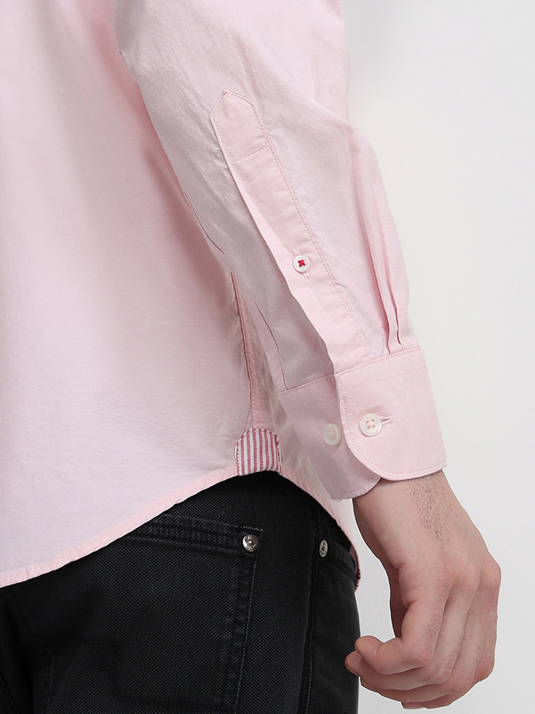 Raymond Men Red Structure Regular Fit Cotton Full Sleeve Regular Collar Casual Shirt