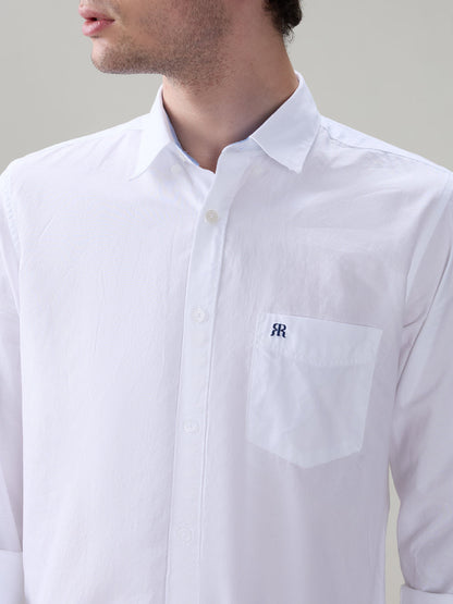 Raymond Men White Structure Regular Fit Cotton Full Sleeve Casual Shirt