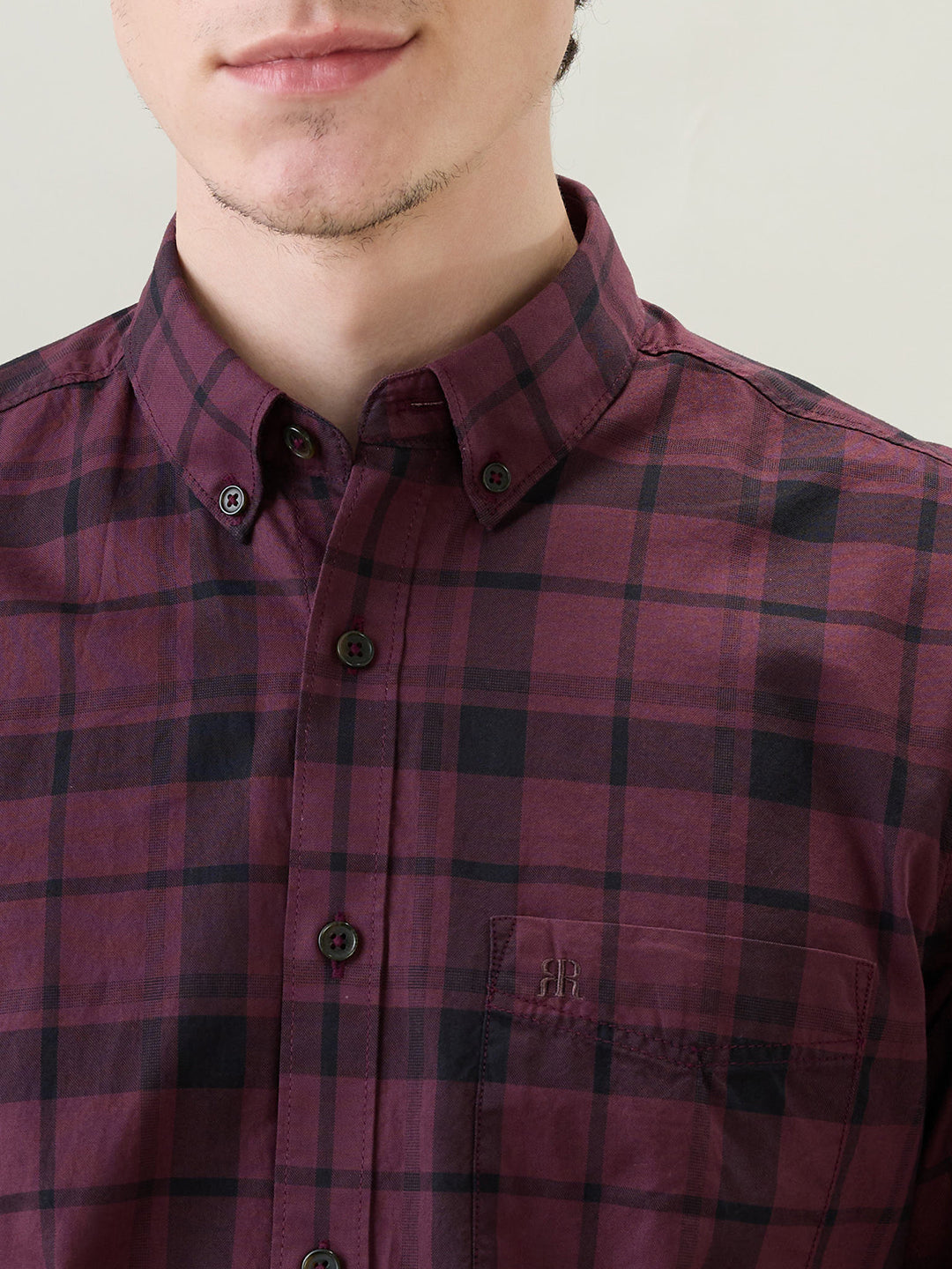 Raymond Men Brown Checks Regular Fit Cotton Full Sleeve Casual Shirt