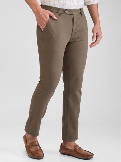Raymond Green Solid Contemporary Fit Cotton Blend Trouser