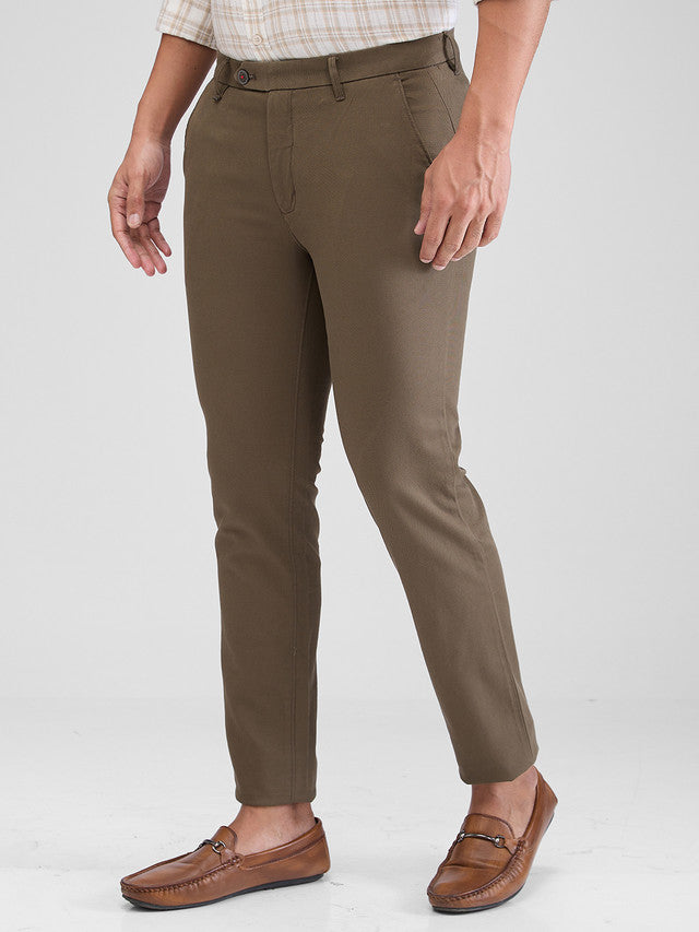 Raymond Green Solid Contemporary Fit Cotton Blend Trouser