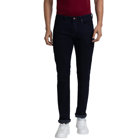 Men Blue Slim Fit Solid Cotton Blend Jeans