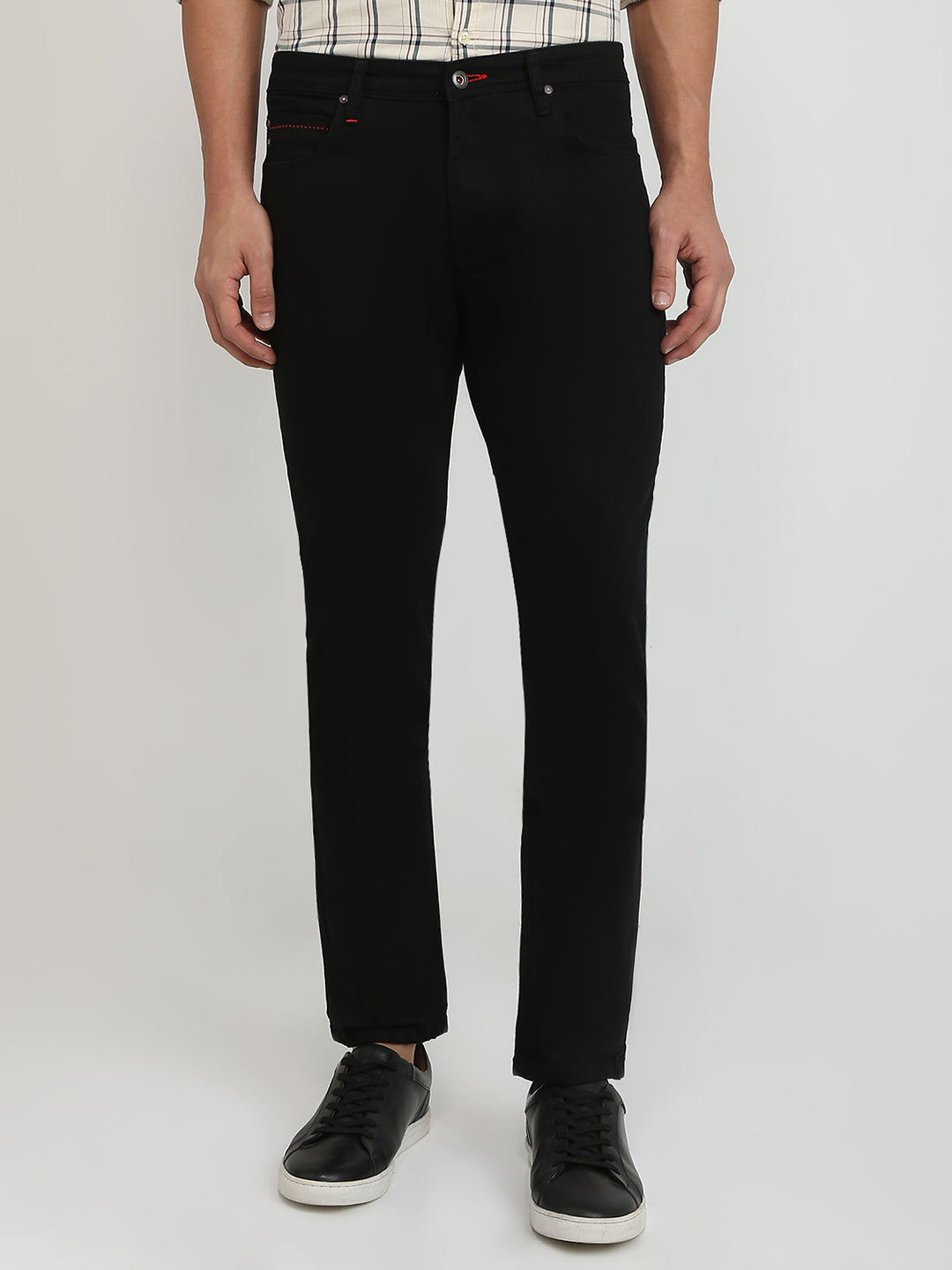 Raymond Men Black Solid Slim Fit Cotton Blend Jeans