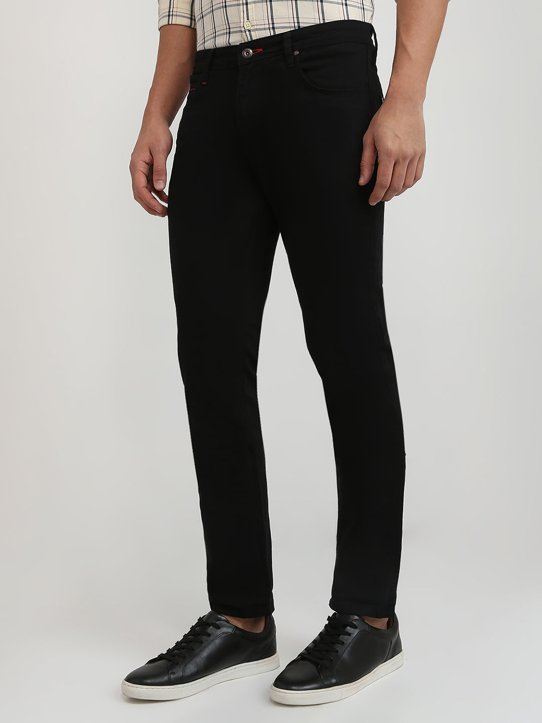 Raymond Men Black Solid Slim Fit Cotton Blend Jeans