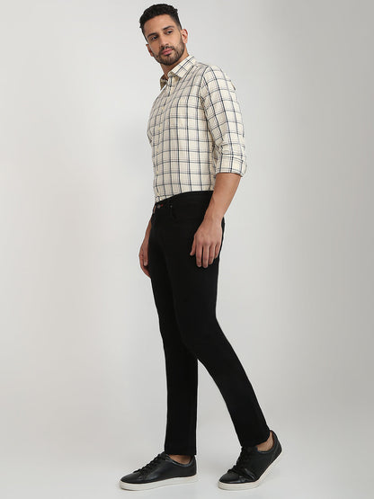 Raymond Men Black Solid Slim Fit Cotton Blend Jeans