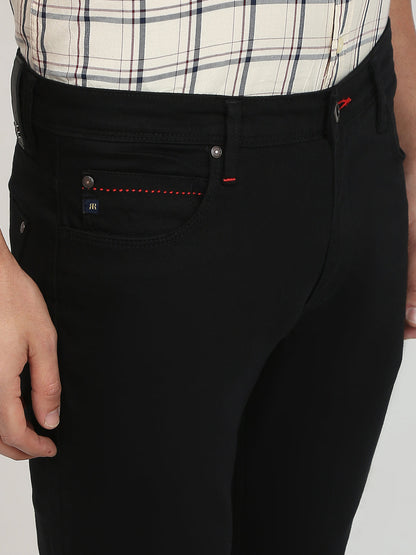 Raymond Men Black Solid Slim Fit Cotton Blend Jeans
