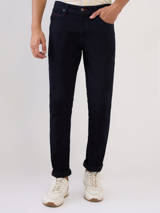 Raymond Men Blue Solid Slim Fit Cotton Blend Jeans