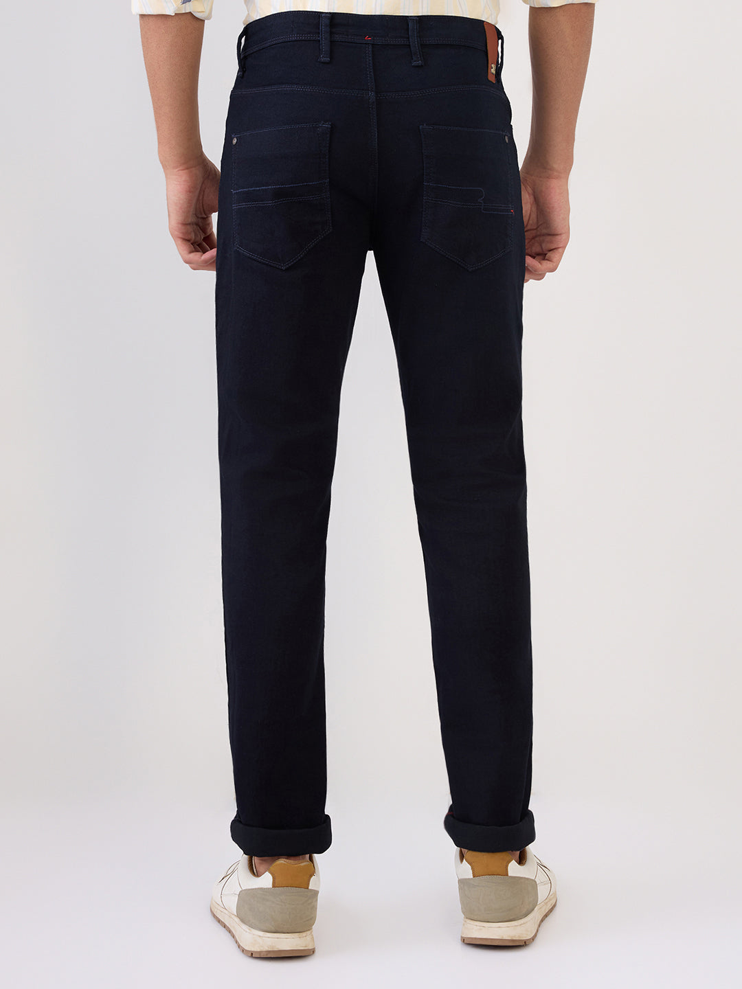 Raymond Men Blue Solid Slim Fit Cotton Blend Jeans