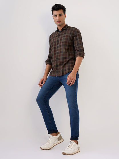 Raymond Men Blue Solid Slim Fit Cotton Blend Jeans