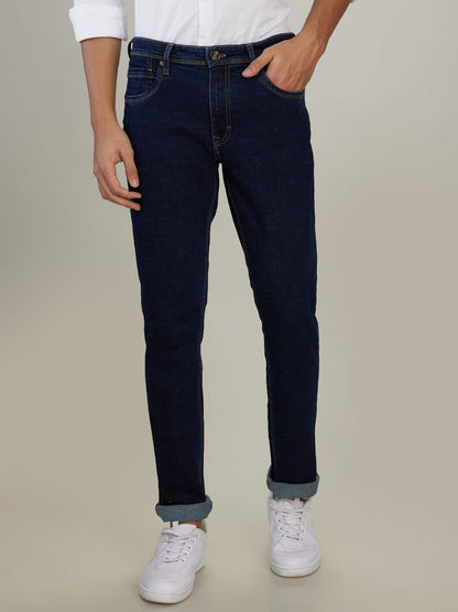 Raymond Men Blue Solid Slim Fit Cotton Blend Jeans