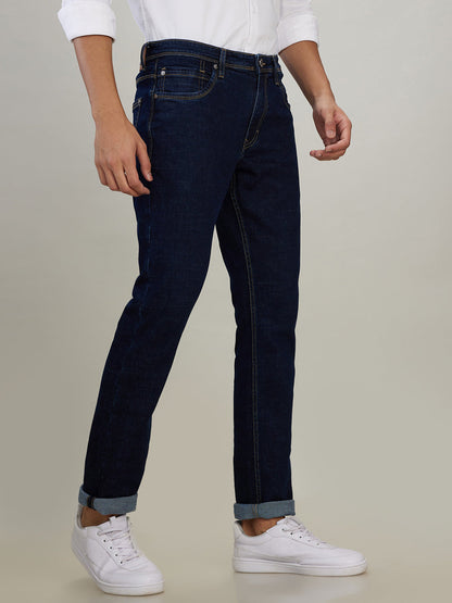 Raymond Men Blue Solid Slim Fit Cotton Blend Jeans