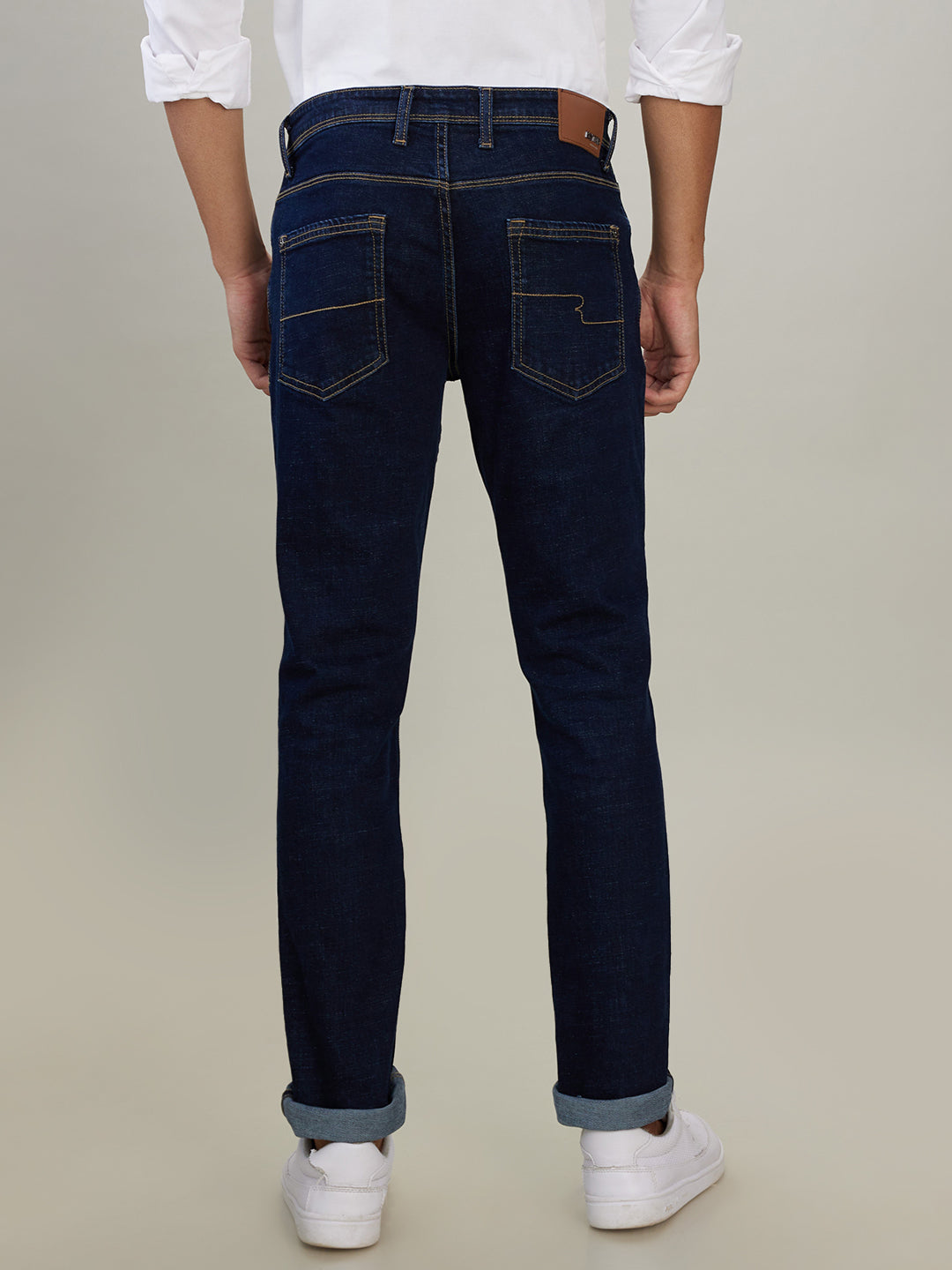 Raymond Men Blue Solid Slim Fit Cotton Blend Jeans