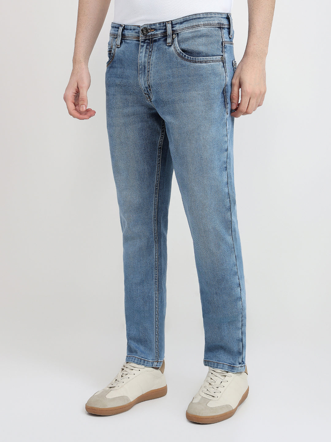 Raymond Men Blue Solid Slim Fit Cotton Blend Jeans