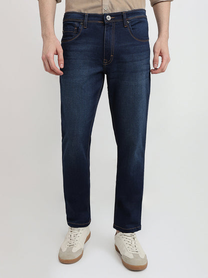 Raymond Men Blue Solid Slim Fit Cotton Blend Jeans
