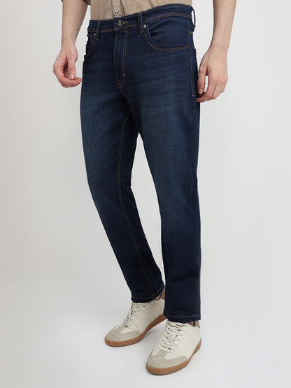 Raymond Men Blue Solid Slim Fit Cotton Blend Jeans