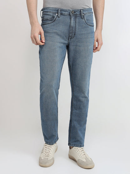 Raymond Men Blue Solid Slim Fit Cotton Blend Jeans