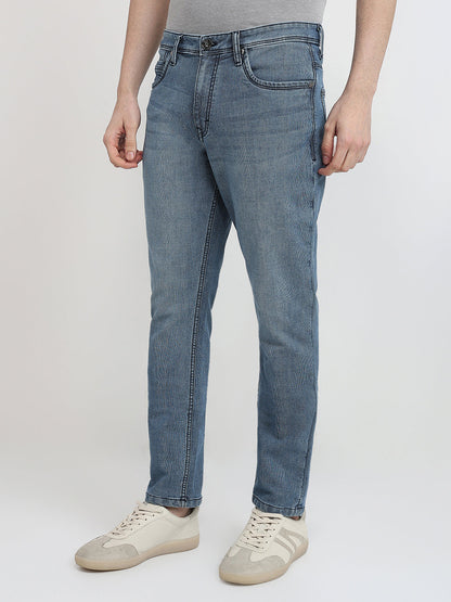 Raymond Men Blue Solid Slim Fit Cotton Blend Jeans
