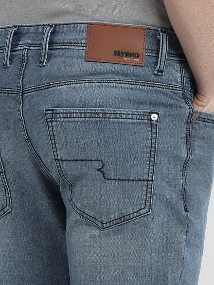 Raymond Men Blue Solid Slim Fit Cotton Blend Jeans