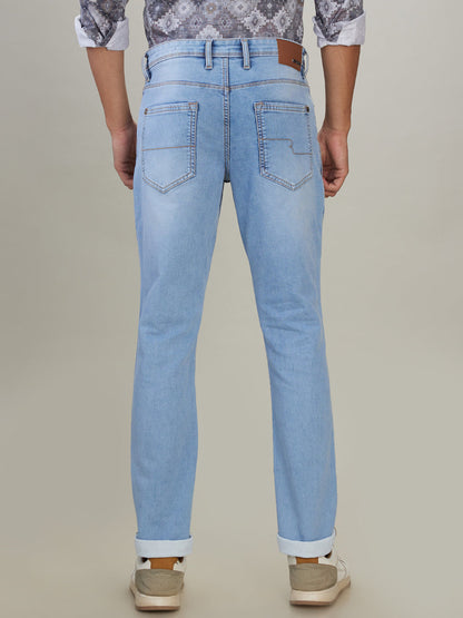 Raymond Men Blue Solid Slim Fit Cotton Blend Jeans