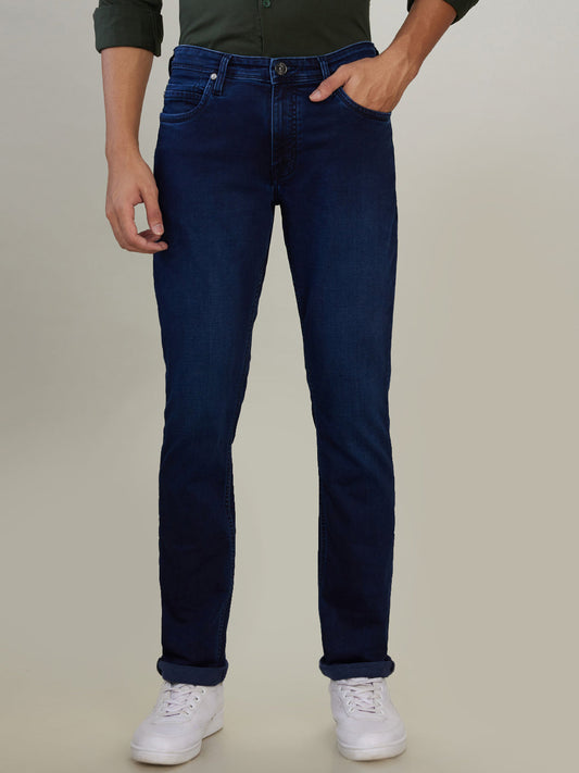 Raymond Men Blue Solid Slim Fit Cotton Blend Jeans