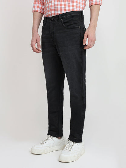 Raymond Men Grey Solid Slim Fit Cotton Blend Jeans