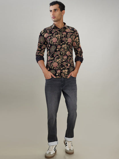 Raymond Men Grey Solid Slim Fit Cotton Blend Jeans