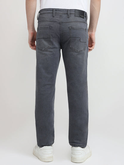Raymond Men Grey Solid Slim Fit Cotton Blend Jeans