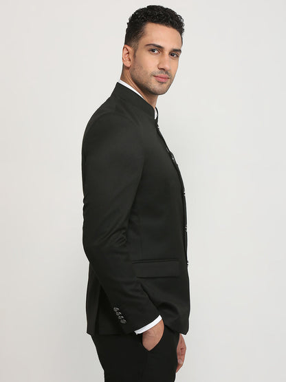 Raymond Men Black Solid Regular Fit Polyester Blend Blazer