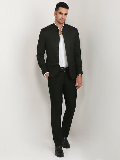 Raymond Men Black Solid Regular Fit Polyester Blend Blazer