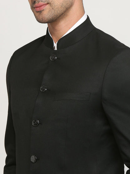 Raymond Men Black Solid Regular Fit Polyester Blend Blazer