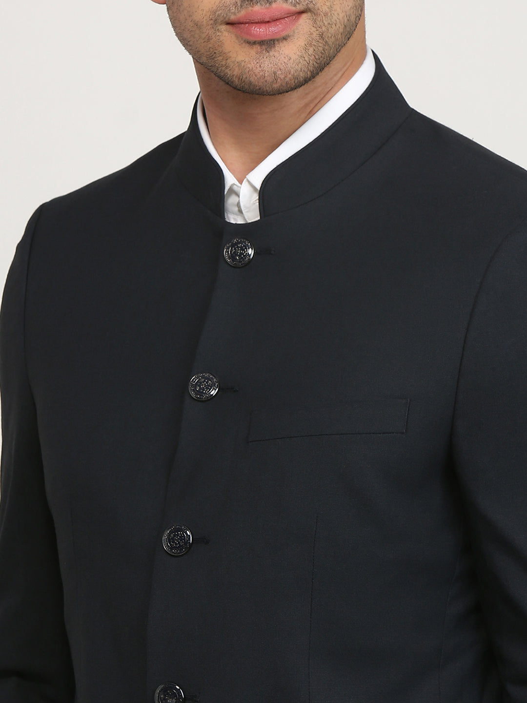 Raymond Men Blue Solid Regular Fit Polyester Blend Blazer
