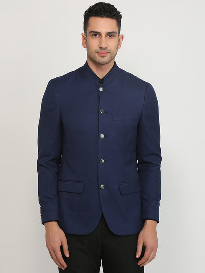 Raymond Men Blue Solid Regular Fit Polyester Blend Blazer