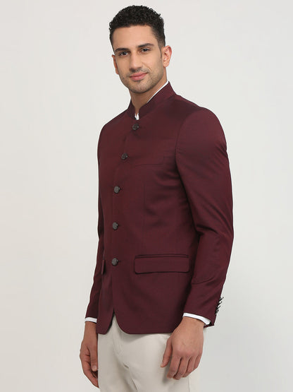 Raymond Men Maroon Solid Regular Fit Terry Blend Blazer
