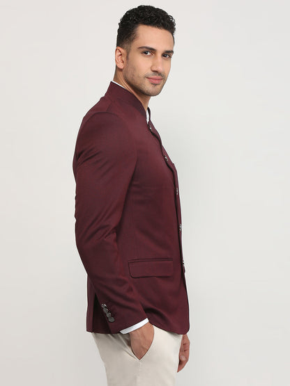 Raymond Men Maroon Solid Regular Fit Terry Blend Blazer