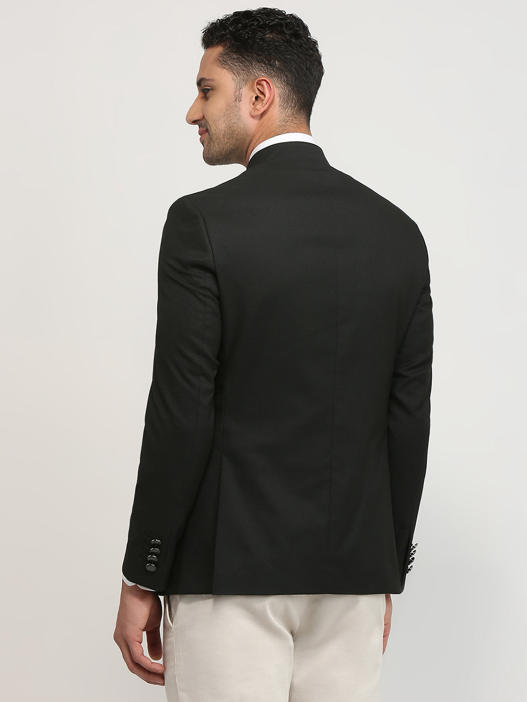 Raymond Men Black Solid Regular Fit Polyester Blend Blazer