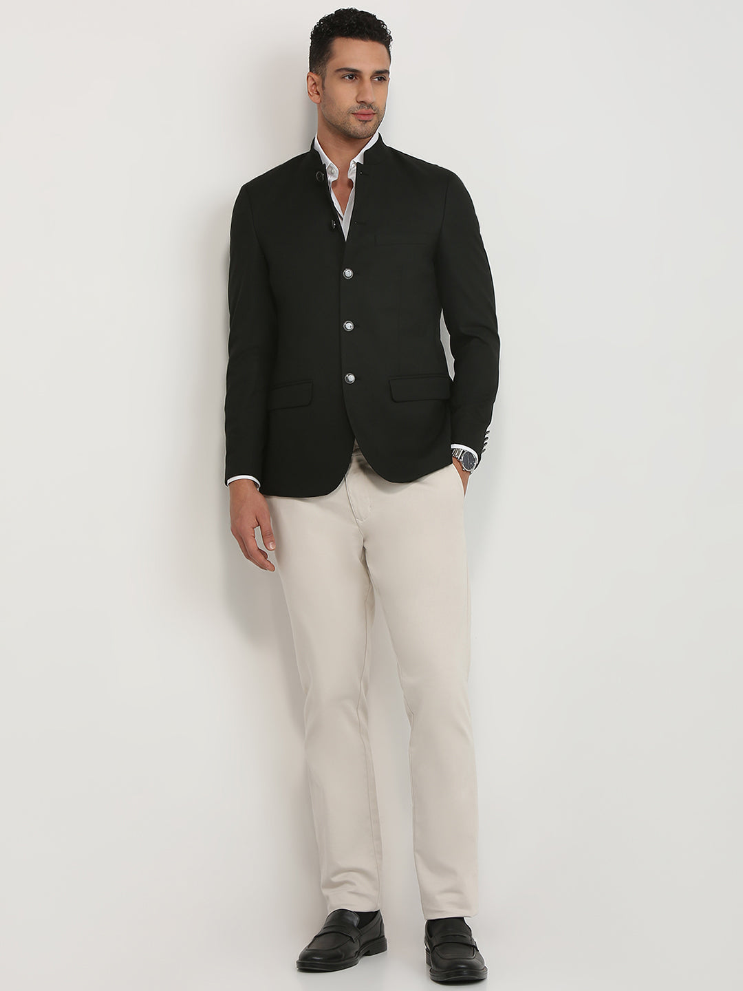 Raymond Men Black Solid Regular Fit Polyester Blend Blazer