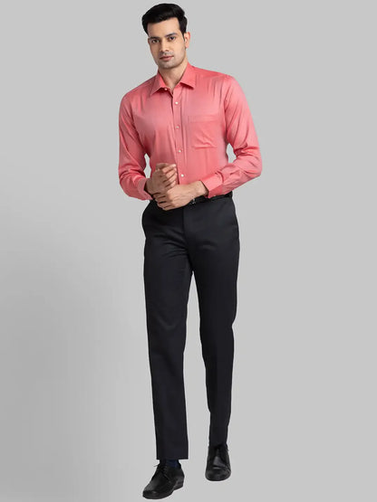 Men Red Contemporary Fit Structure  Cotton Full Sleeve Cutaway Collar Shirts