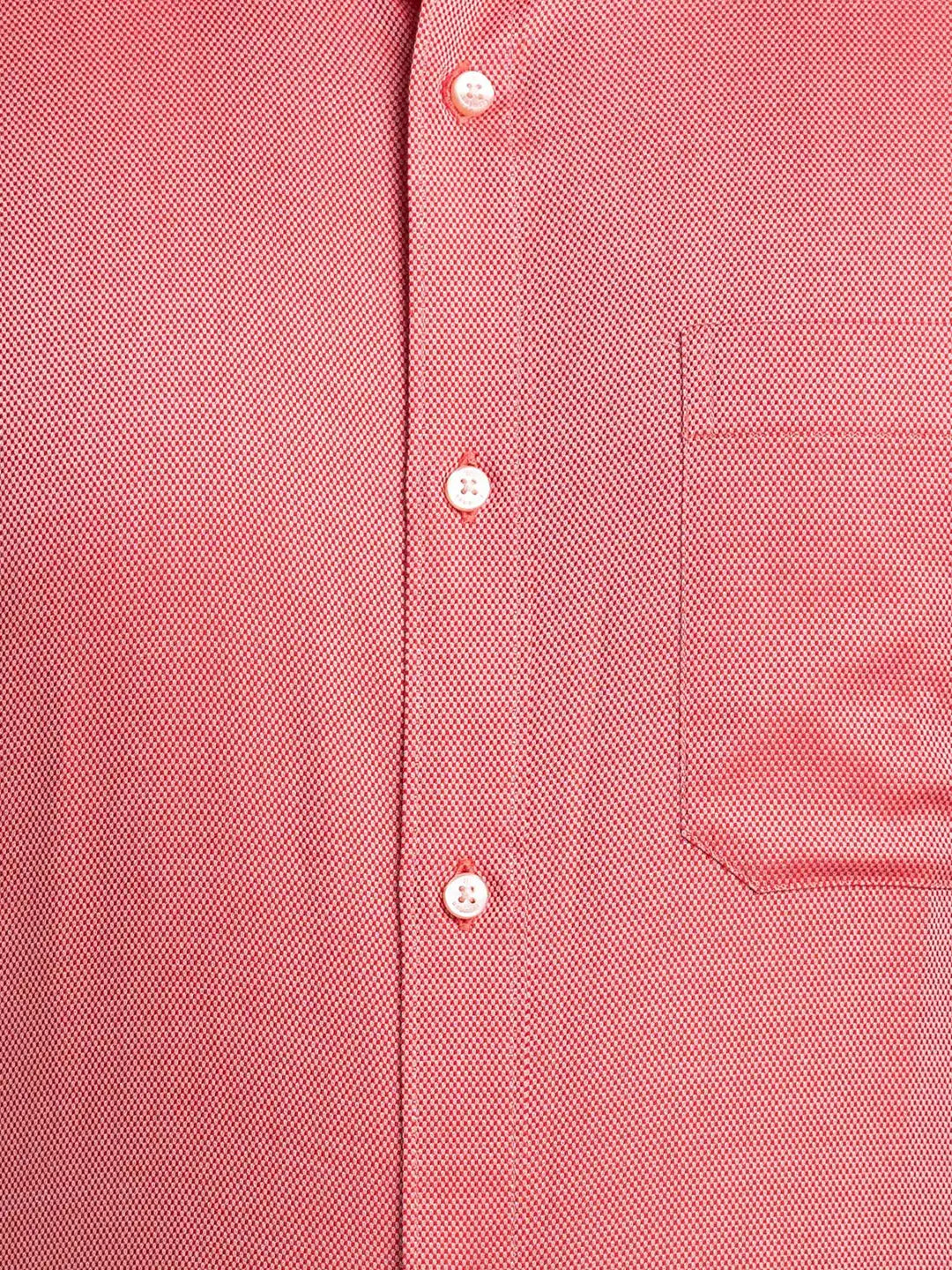 Men Red Contemporary Fit Structure  Cotton Full Sleeve Cutaway Collar Shirts