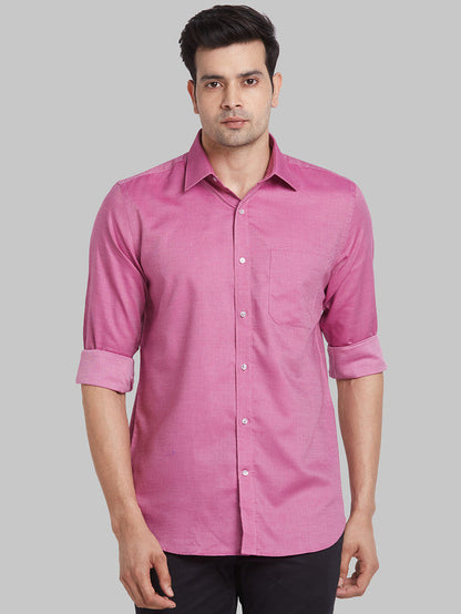 Raymond Pink Structure Contemporary Fit Full Sleeve Cotton Shirt